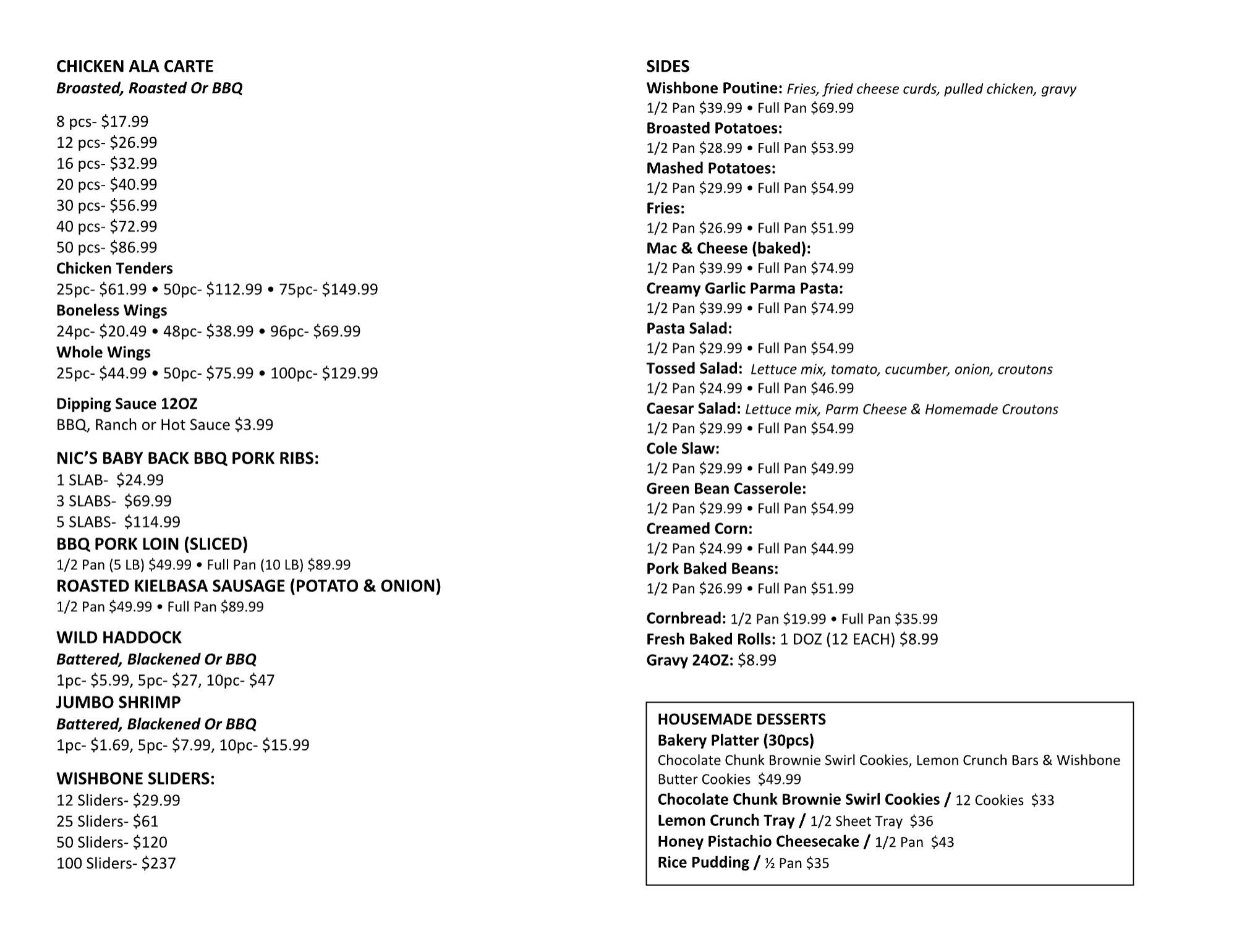 Catering Menu