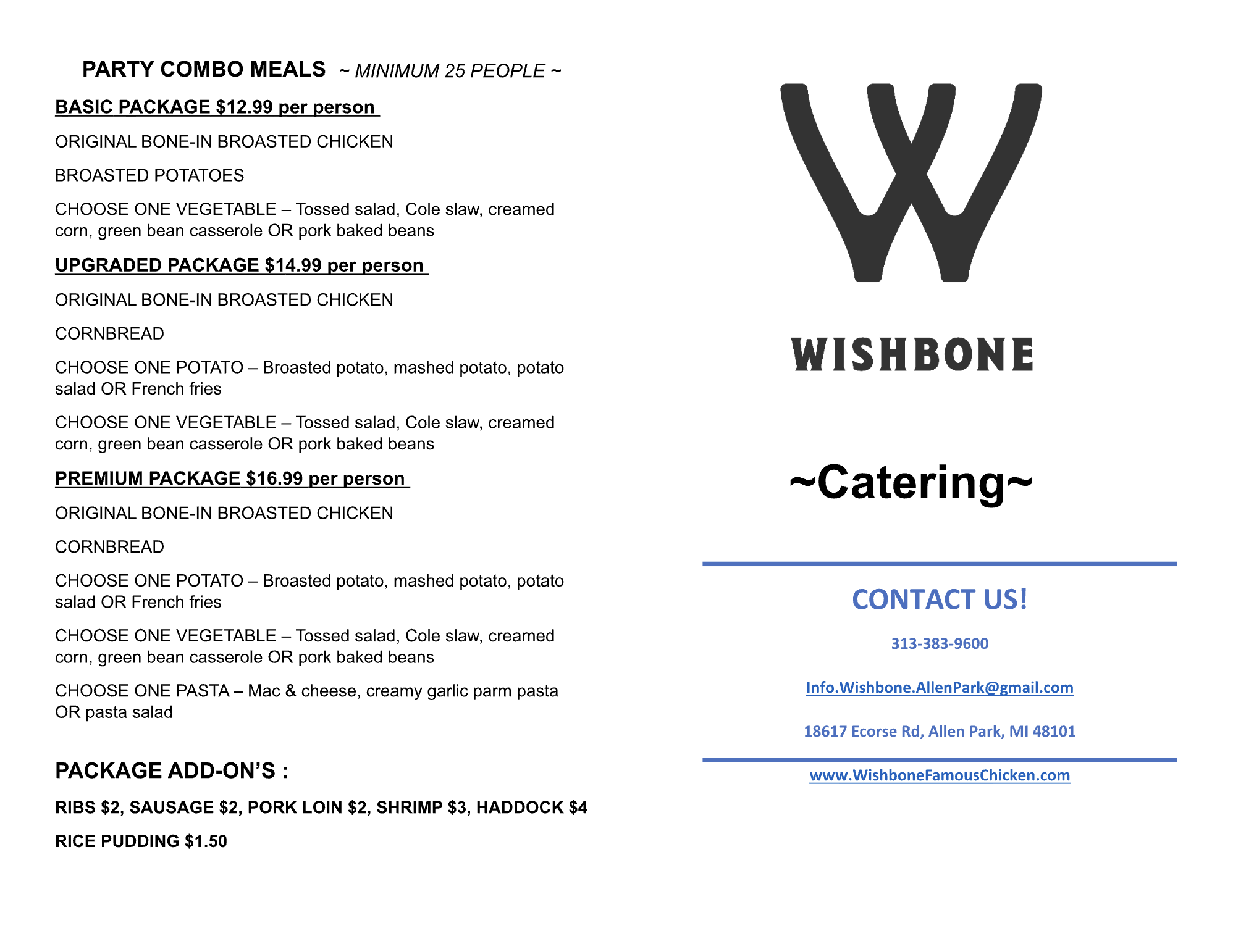 Catering Menu